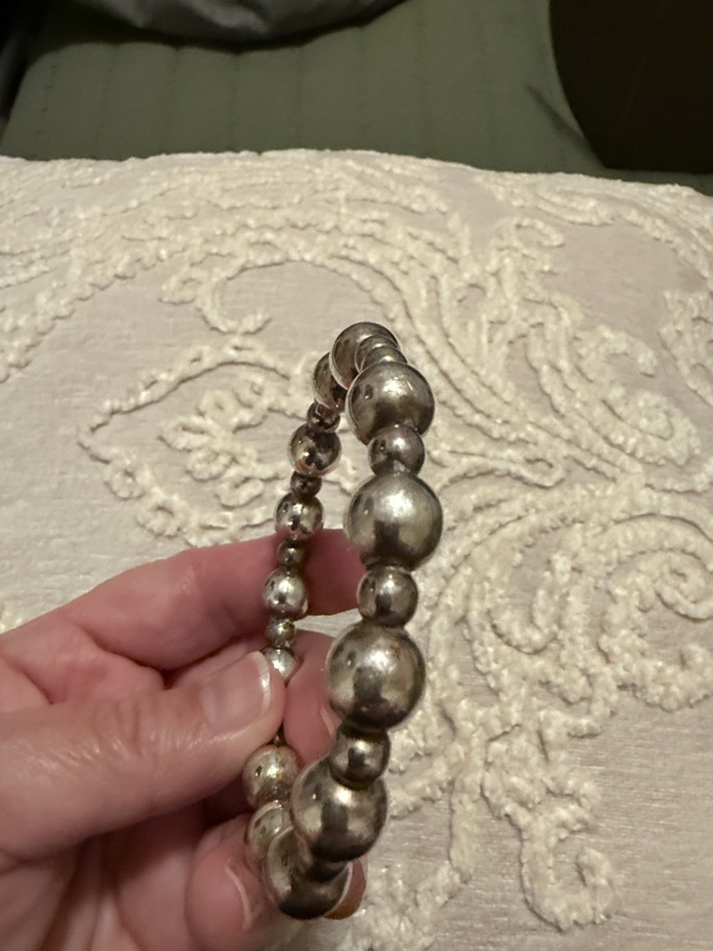 Sterling Silver Bead Bangle Bracelet - Silver - Picture 4 of 6